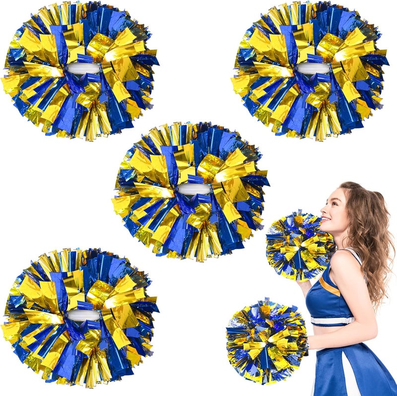 HOLENGS 4Pcs Upgraded 12inch Metallic Cheerleading Pom Poms, Cheerleader Pompoms Cheer Poms for Kids Adults, Cheering Squad Pompoms for School Sports Games Dance Party - Image 1